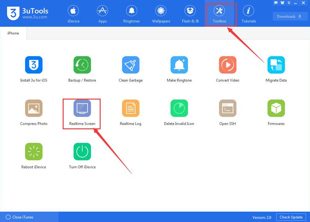 how to view iphone's realtime screen using 3utools 2