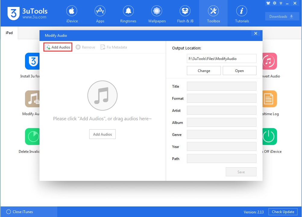 how to modify audios using 3utools 2