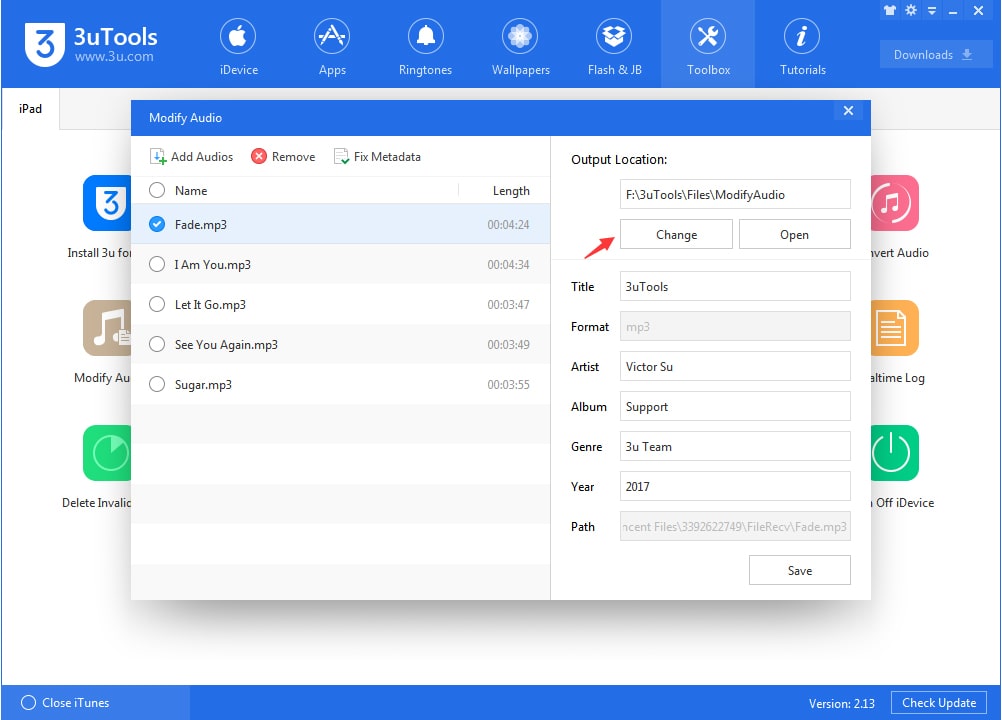 how to modify audios using 3utools 4