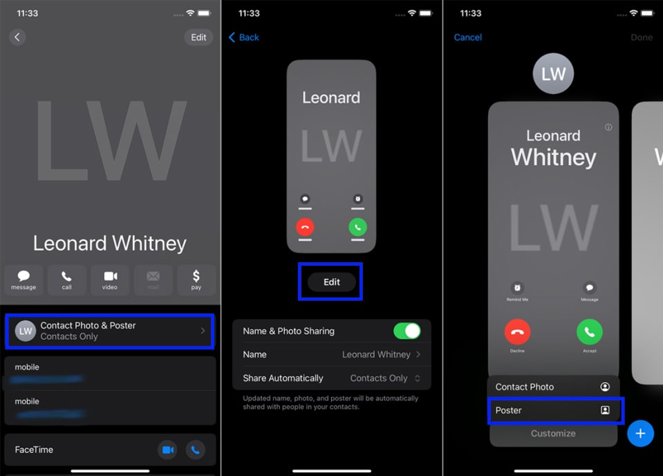 create contact poster iphone