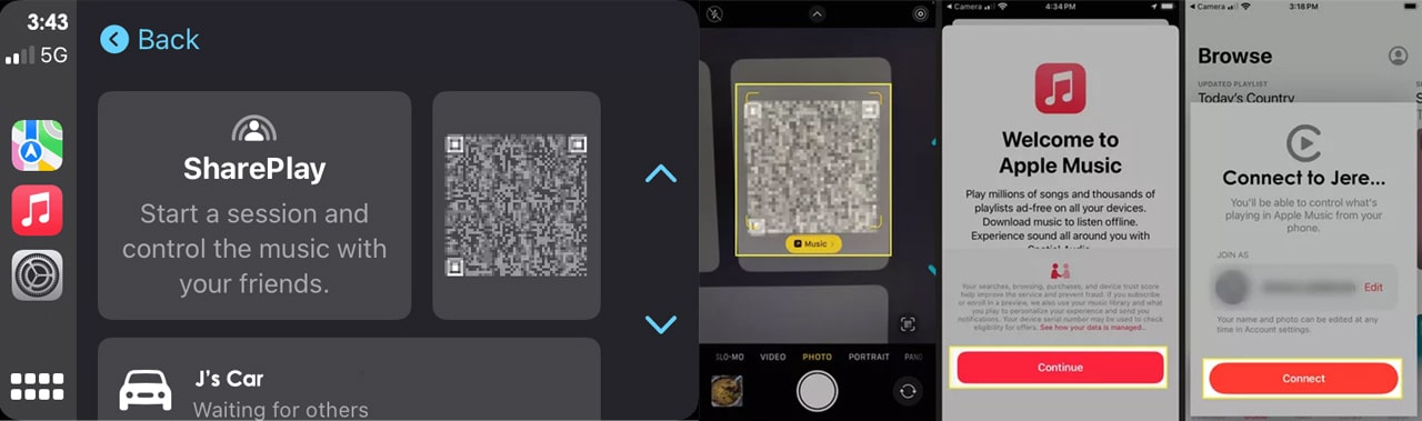 how to connect iphone to carplay for shareplay