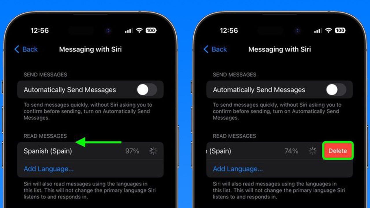 how to remove a language from siri