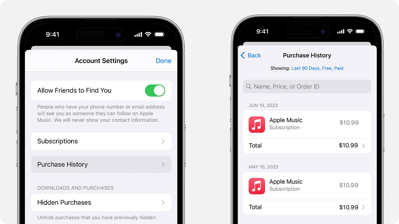 how to view apple id purchase history