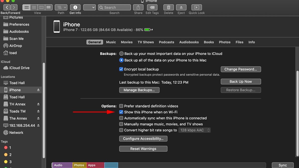 show this iphone when on wifi